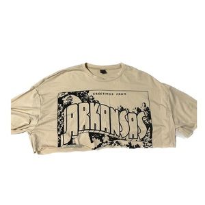 Tan Cropped Loose T-Shirt